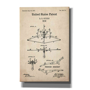 'Bow Blueprint Patent Parchment,' Canvas Wall Art