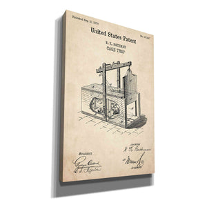 'Cage Trap Blueprint Patent Parchment,' Canvas Wall Art