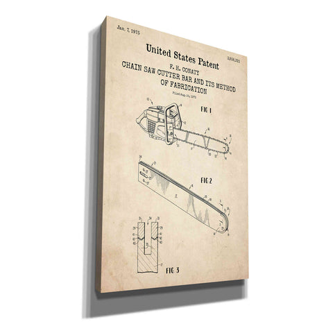 Image of 'Chainsaw Blueprint Patent Parchment,' Canvas Wall Art