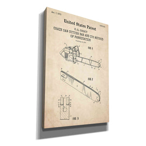 'Chainsaw Blueprint Patent Parchment,' Canvas Wall Art