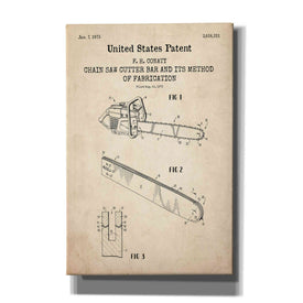 'Chainsaw Blueprint Patent Parchment,' Canvas Wall Art