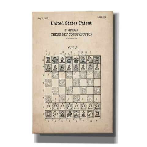 'Chess Blueprint Patent Parchment,' Canvas Wall Art