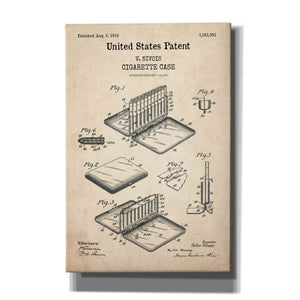 'Cigarette Case Blueprint Patent Parchment,' Canvas Wall Art
