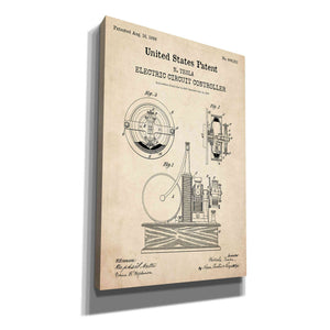 'Circuit Controller Blueprint Patent Parchment,' Canvas Wall Art
