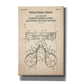 'Climbing Harness Blueprint Patent Parchment,' Canvas Wall Art