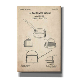 'Coffee Roaster Blueprint Patent Parchment,' Canvas Wall Art