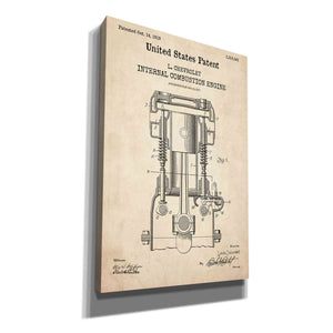 'Combustion Engine Blueprint Patent Parchment,' Canvas Wall Art