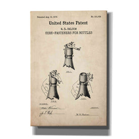 'Cork Fastener Blueprint Patent Parchment,' Canvas Wall Art