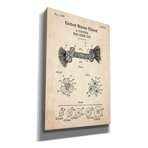 Image of 'Dog Chew toy Blueprint Patent Parchment,' Canvas Wall Art