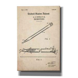 'Drumsticks, 1964 Blueprint Patent Parchment,' Canvas Wall Art