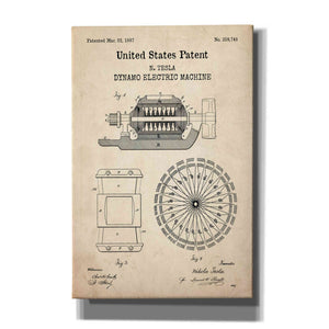 'Dynamo Blueprint Patent Parchment,' Canvas Wall Art
