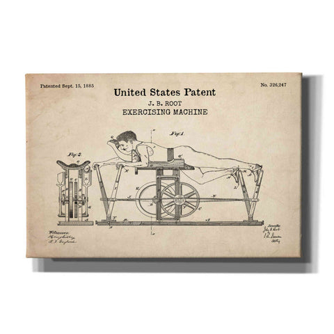 Image of 'Exercising Machine Blueprint Patent Parchment,' Canvas Wall Art