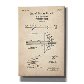 'Fencing Foil Blueprint Patent Parchment,' Canvas Wall Art