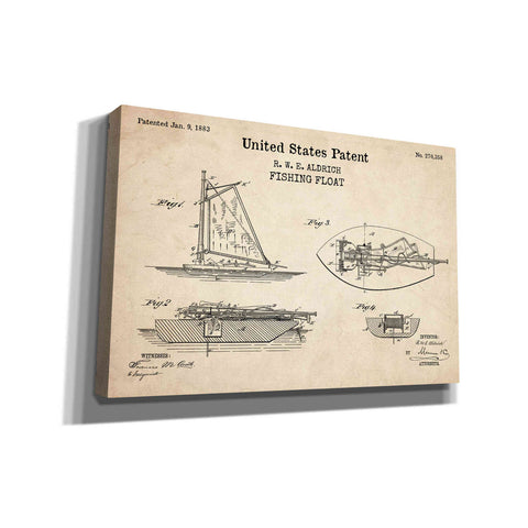 Image of 'Fishing Boat Blueprint Patent Parchment,' Canvas Wall Art