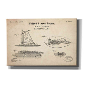 'Fishing Boat Blueprint Patent Parchment,' Canvas Wall Art