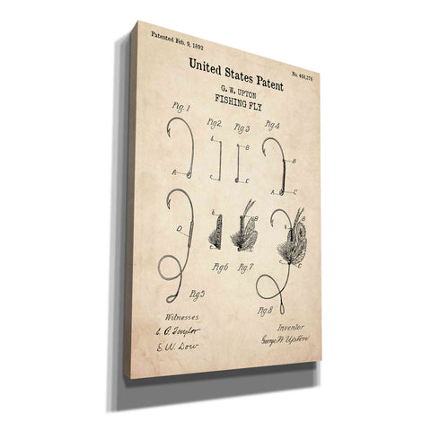 Image of 'Fishing Fly Blueprint Patent Parchment,' Canvas Wall Art