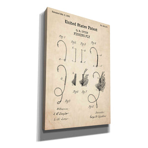 'Fishing Fly Blueprint Patent Parchment,' Canvas Wall Art