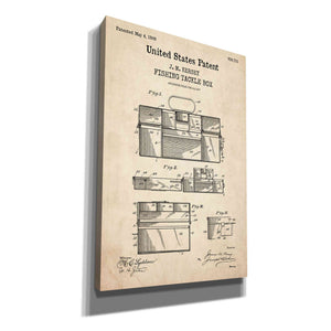 'Fishing Tackle Box Blueprint Patent Parchment,' Canvas Wall Art