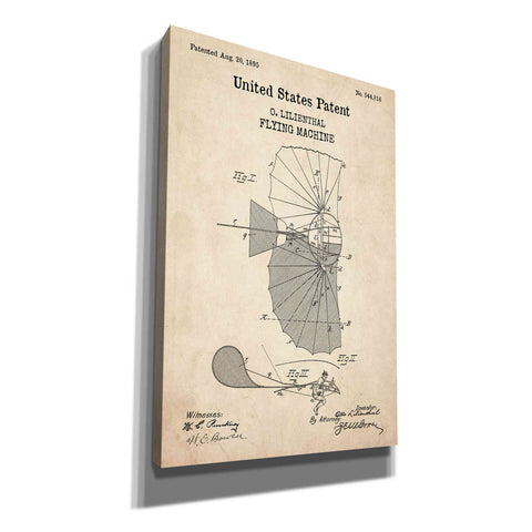 Image of 'Flying Machine Blueprint Patent Parchment,' Canvas Wall Art