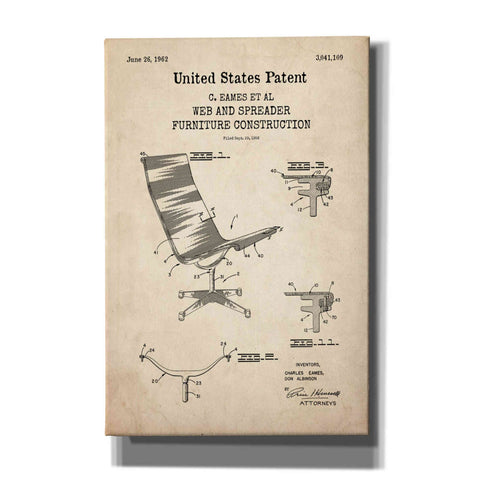 Image of 'Furniture Construction Blueprint Patent Parchment,' Canvas Wall Art