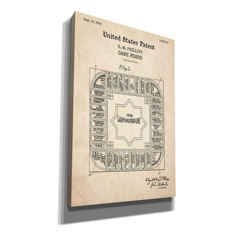 Image of 'Game Board Blueprint Patent Parchment,' Canvas Wall Art