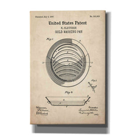 'Gold Pan Blueprint Patent Parchment,' Canvas Wall Art