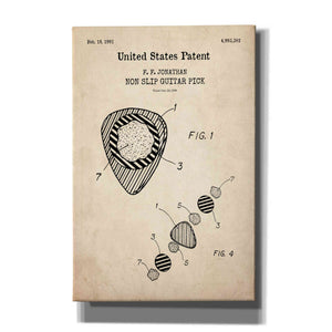 'Guitar Pick Blueprint Patent Parchment,' Canvas Wall Art
