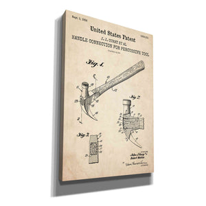 'Hammer Blueprint Patent Parchment,' Canvas Wall Art