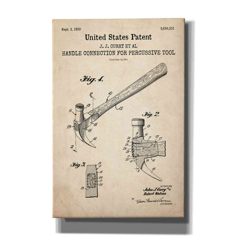 Image of 'Hammer Blueprint Patent Parchment,' Canvas Wall Art