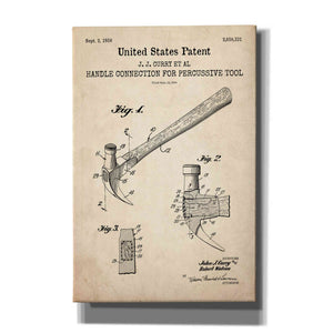 'Hammer Blueprint Patent Parchment,' Canvas Wall Art