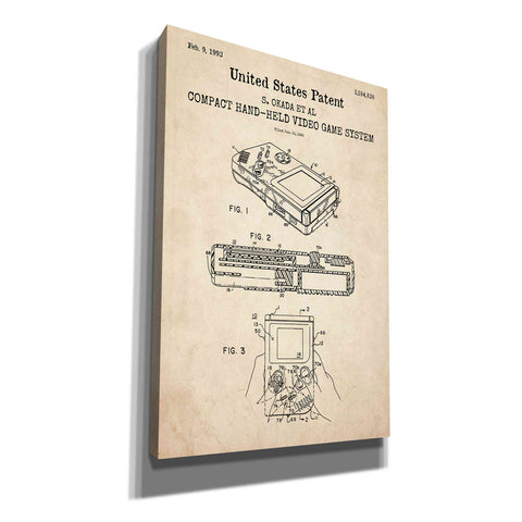 Image of 'Hand-held Game System Blueprint Patent Parchment,' Canvas Wall Art