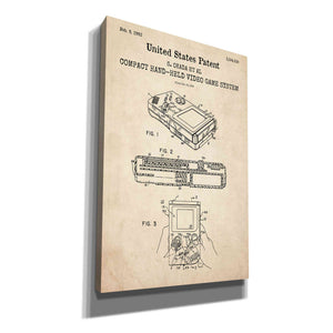 'Hand-held Game System Blueprint Patent Parchment,' Canvas Wall Art