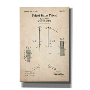 'Hockey Stick Blueprint Patent Parchment,' Canvas Wall Art