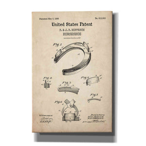 'Horseshoe Blueprint Patent Parchment,' Canvas Wall Art