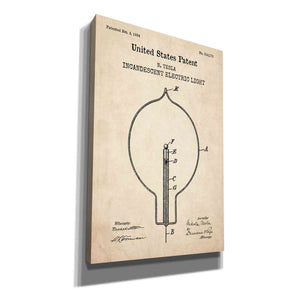 'Incandescent Lightbulb Blueprint Patent Parchment,' Canvas Wall Art