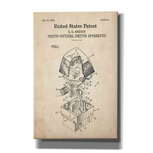 'Keyboard Key Blueprint Patent Parchment,' Canvas Wall Art