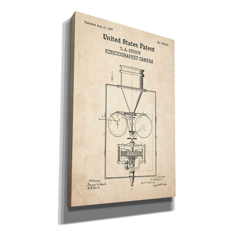 Image of 'Kinetographic Camera Blueprint Patent Parchment,' Canvas Wall Art