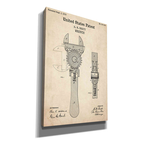 Image of 'Wrench Blueprint Patent Parchment,' Canvas Wall Art