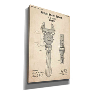 'Wrench Blueprint Patent Parchment,' Canvas Wall Art