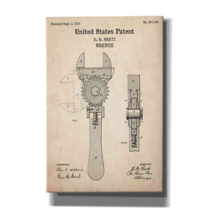 'Wrench Blueprint Patent Parchment,' Canvas Wall Art