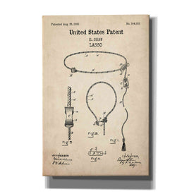 'Lasso Blueprint Patent Parchment,' Canvas Wall Art