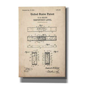 'Carpenter's Level Blueprint Patent Parchment,' Canvas Wall Art
