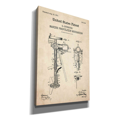 Image of 'Marine Propulsion Blueprint Patent Parchment,' Canvas Wall Art