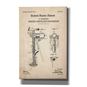 'Marine Propulsion Blueprint Patent Parchment,' Canvas Wall Art