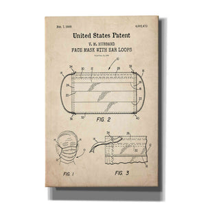 'Medical Face Mask Blueprint Patent Parchment,' Canvas Wall Art