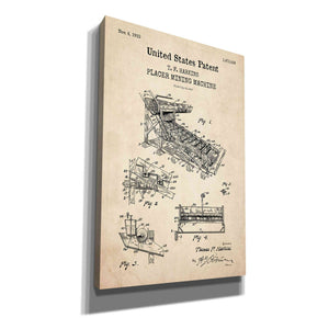 'Mining Machine Blueprint Patent Parchment,' Canvas Wall Art