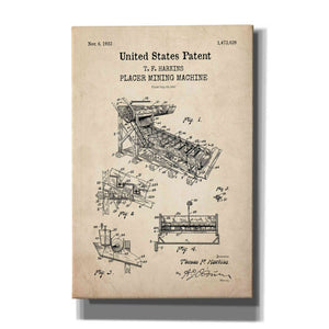 'Mining Machine Blueprint Patent Parchment,' Canvas Wall Art