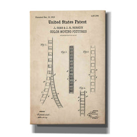 'Movie Film Blueprint Patent Parchment,' Canvas Wall Art