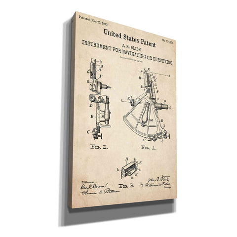 Image of 'Navigation Blueprint Patent Parchment,' Canvas Wall Art