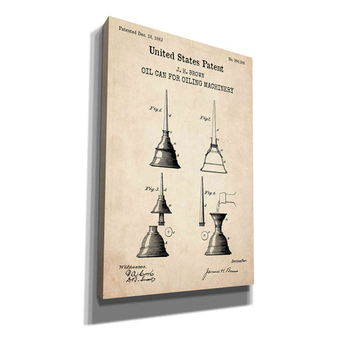 Image of 'Oil Can Blueprint Patent Parchment,' Canvas Wall Art